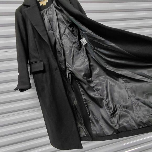 Michael Kors Womens Coat Size PL Black Wool Blend Long Button Front Luxury NWT - Picture 6 of 10